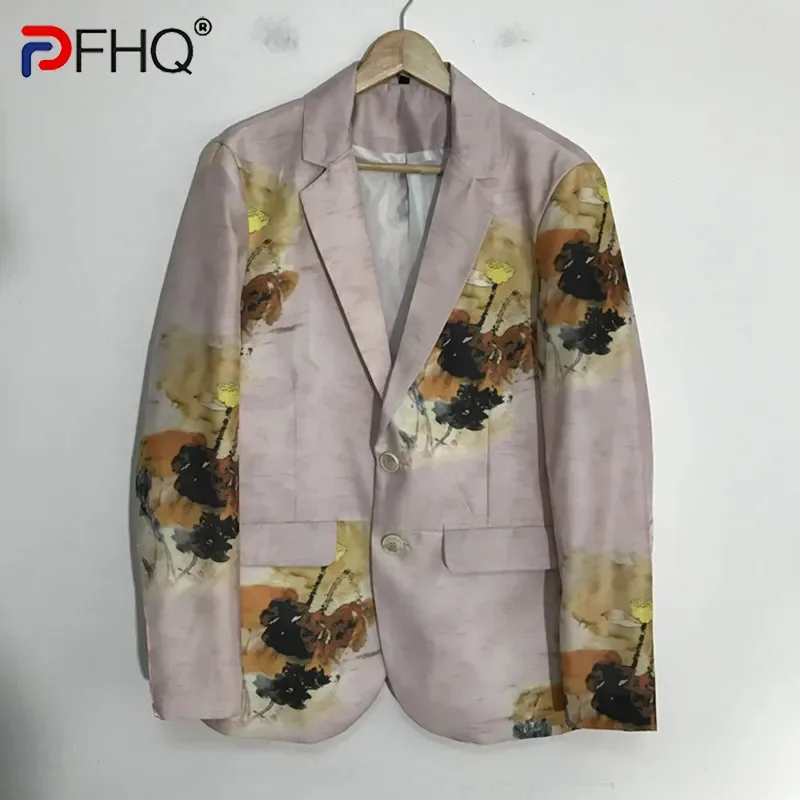

Осенняя печать PFHQ, Китай-Шикарная модель, мужское универсальное удобное пальто с цветочным рисунком 21Z1393