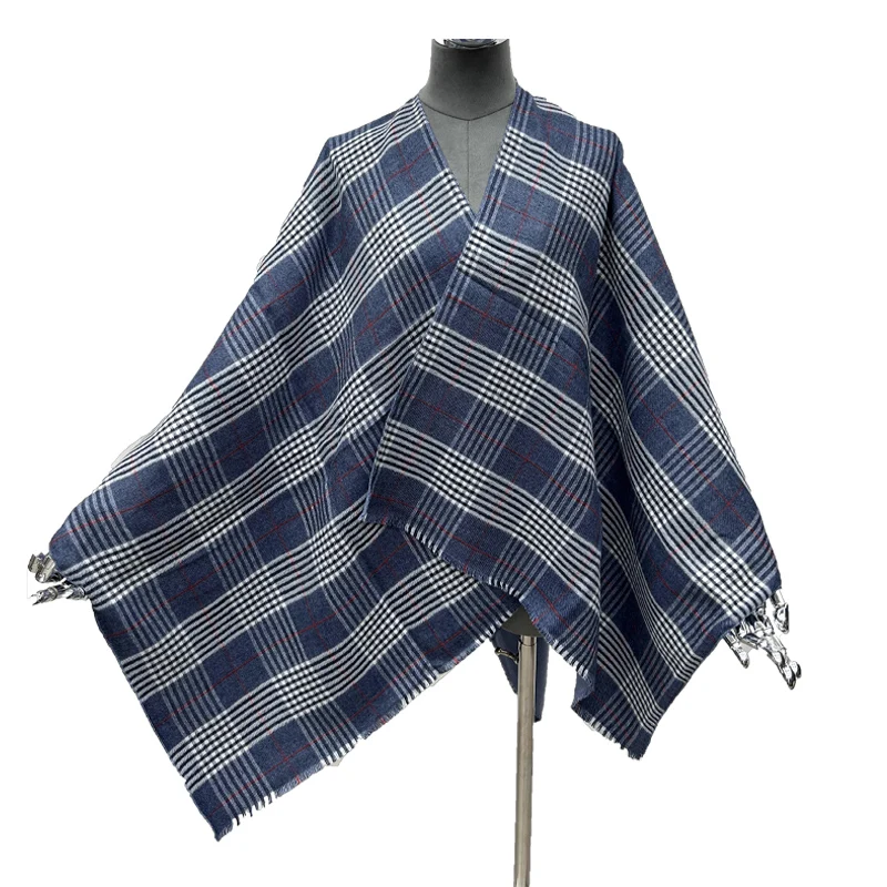 Роскошный бренд модный женский дизайнер клетчатое зимнее осеннее пончо