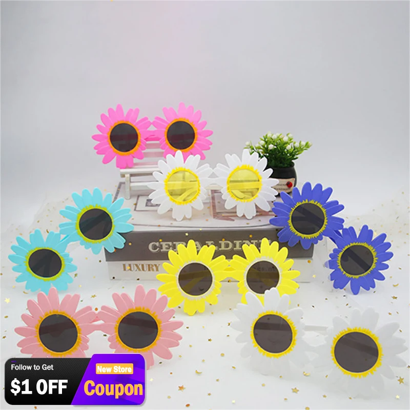 

Cute Funny Daisy Flower Sunglasses UV400 Sunflower Round Frame Party Dramatic Cosplay Sun Glasses Eyewear For Men Women