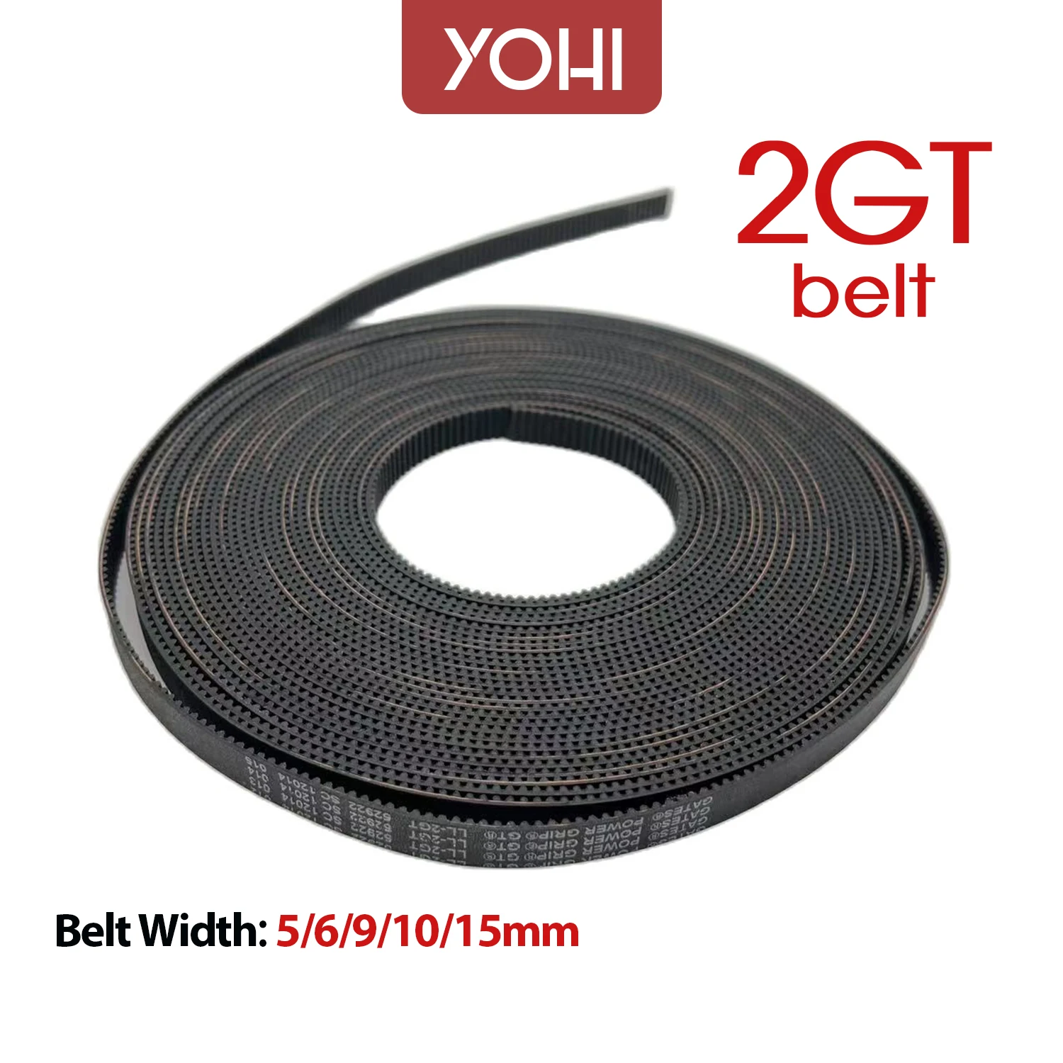 

GT2 Timing Belt Width 5mm 6mm 9mm 10mm 15mm 3D Printer 2GT Synchronous Opening Belt Dust-proof Rubber Pu Steel Wire