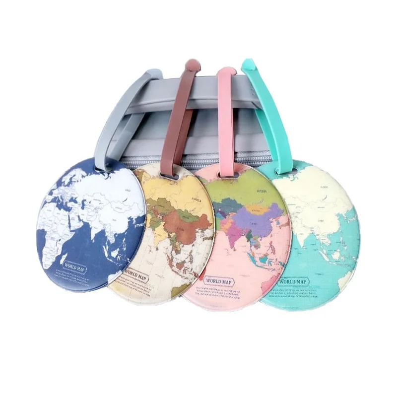 

2022 Women Fashion Map Luggage Tags Travel Accessories Silica Gel Suitcase ID Address Holder Baggage Boarding Tag Portable Label