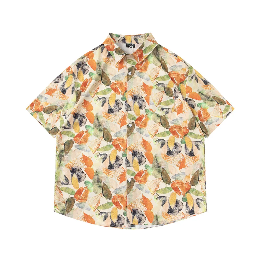 

OSCN7 Casual Printed Short Sleeve Shirt Men Street 2022 Hawaii Beach Oversize Women Fashion Harujuku Shirts for Men D2263