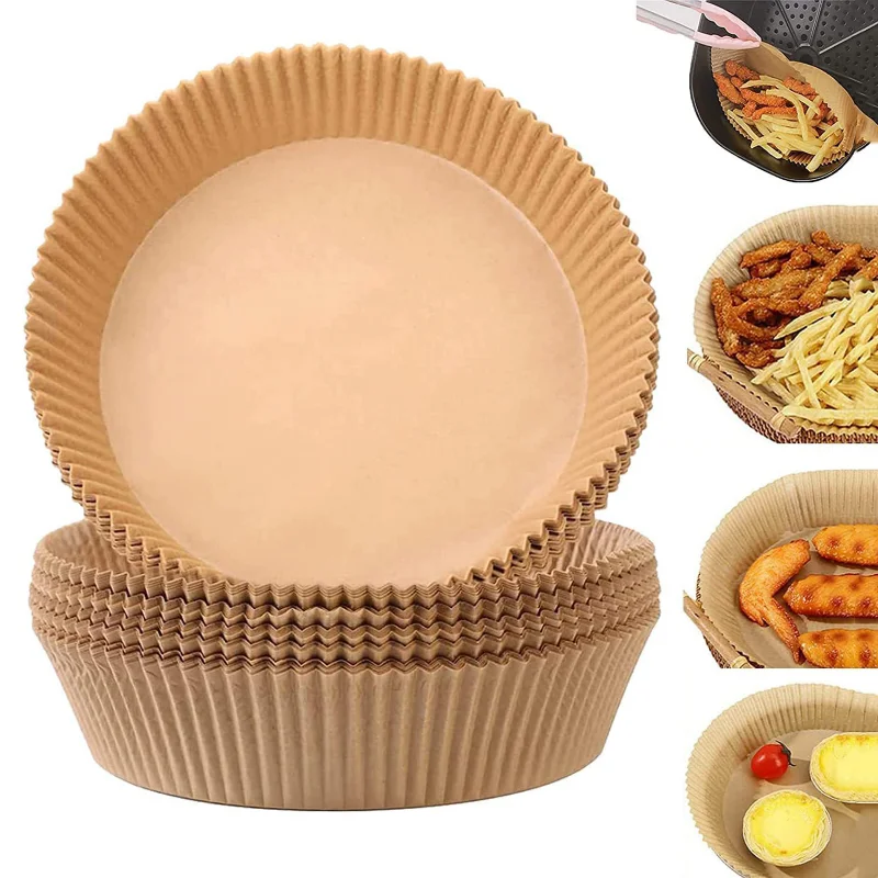 

50pcs Air Fryer Disposable Paper Liner Non-Stick Air Fryer Parchment Paper Liners Filters Baking Paper For AirFryer Micro-wave