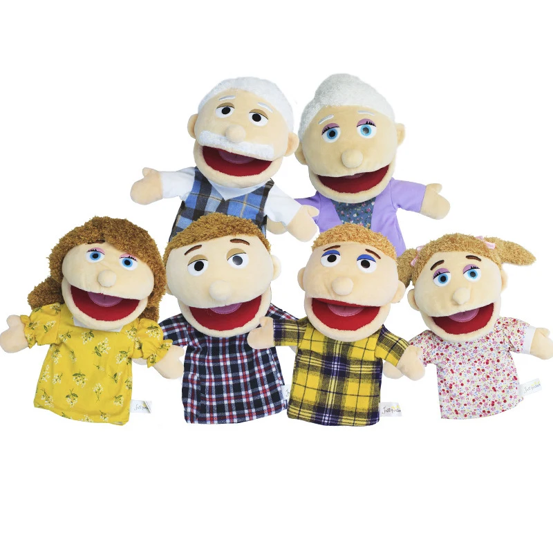

1/6pcs Family Puppet Hand Doll Half Body Stuffed Toy Glove Grandpa Grandma Father Mother Member Kids Baby Talking Birthday Gift