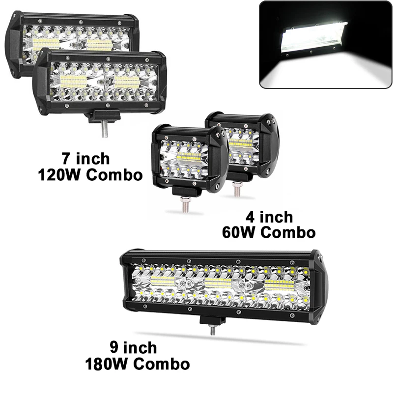 

4 7 9 Inch LED Work Light 12V 6000K Combo Off Road LED Bar Light Bar For Car Jeep Truck Suv OffRoad 4x4 Atv Lightbar Headlight
