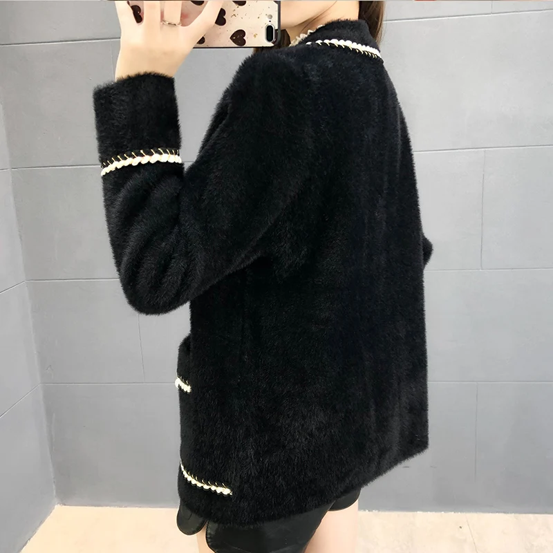 Зимняя элегантная подиумная Водонепроницаемая норковая Женская куртка FINEWORDS