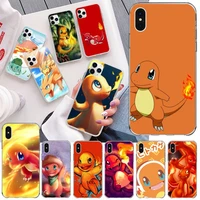 cute pokemon charmander phone case for iphone 13 12 11 pro mini xs max 8 7 plus x se 2020 xr silicone soft cover