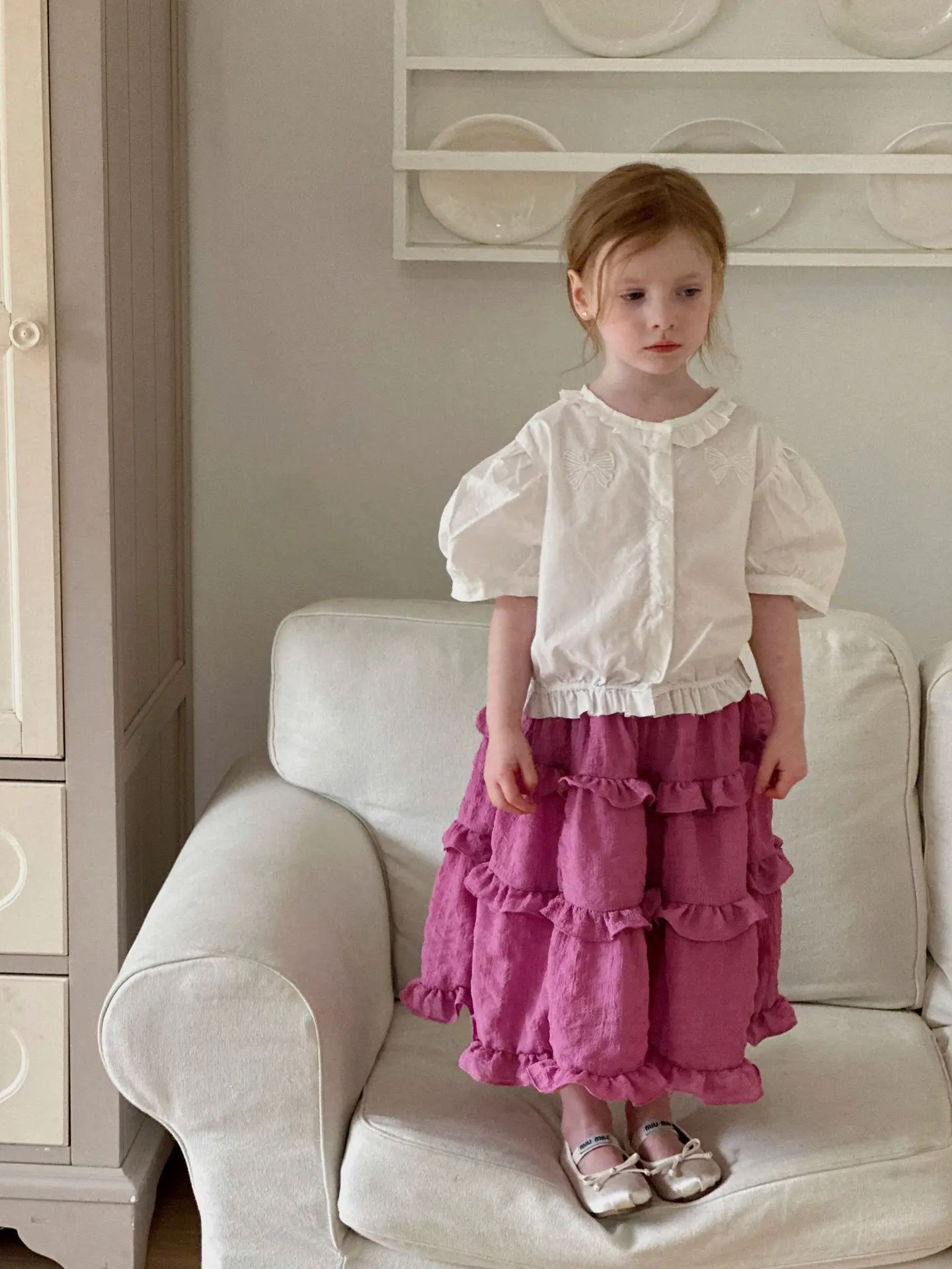 Топ для маленьких девочек новинка 2024 летняя детская корейская рубашка с