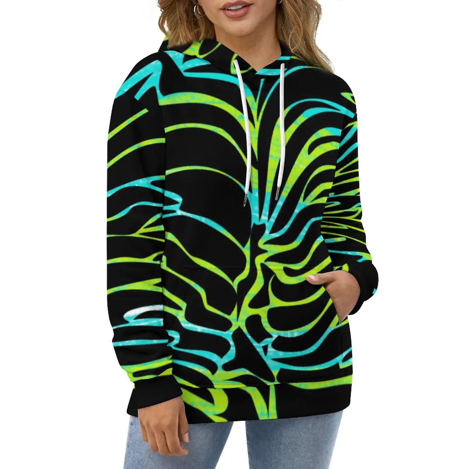 

Colorful Zebra Casual Hoodies Animal Print Kawaii Custom Loose Hoodie Winter Long Sleeve Hip Hop Oversized Sweatshirts