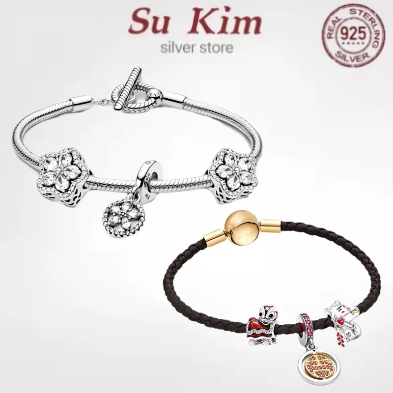 

Женский браслет с бусинами, ювелирное изделие из стерлингового серебра 2022 пробы, аксессуар «сделай сам», 925