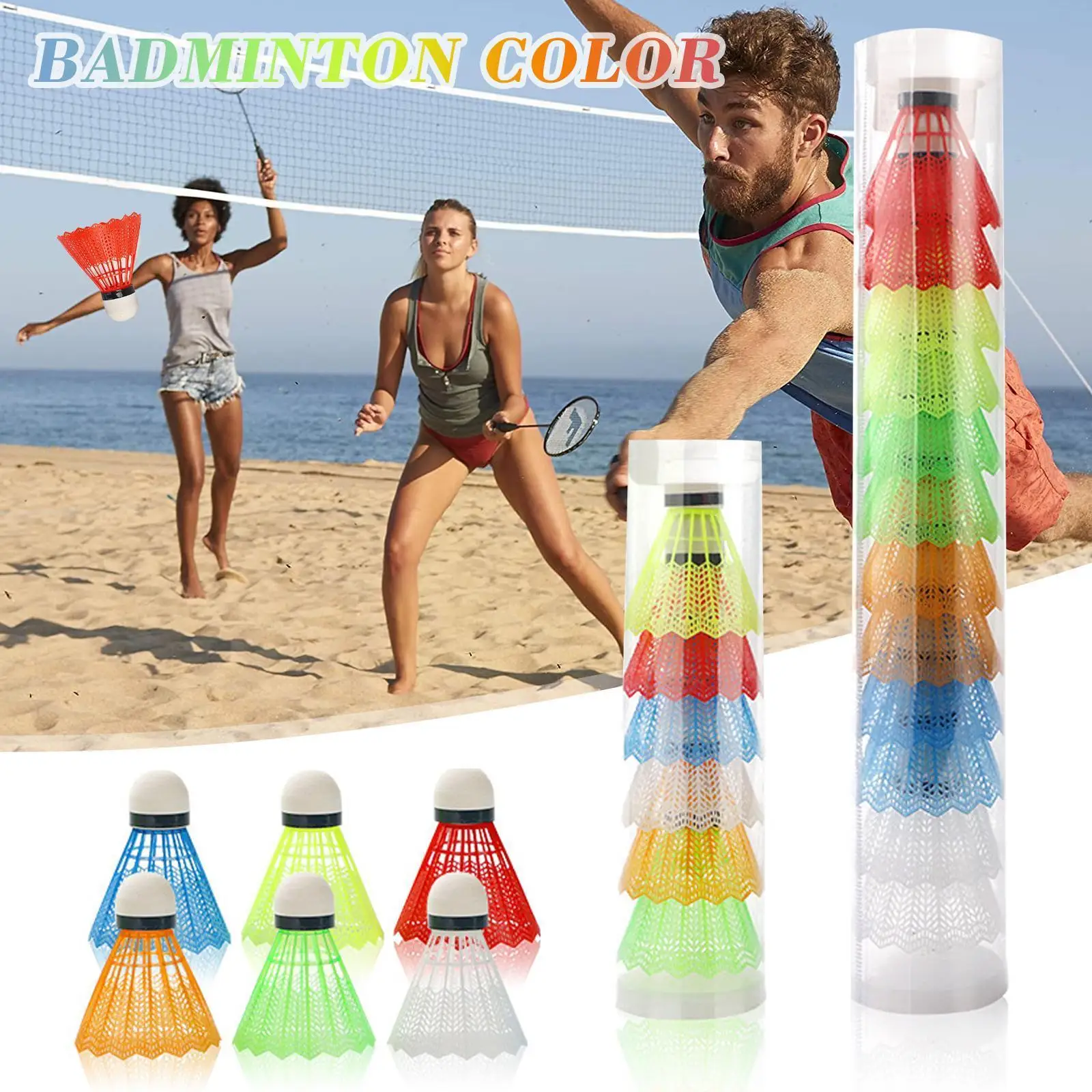 

6/12 Pcs Training Badminton Colourful Practice Team Replacement Foam High Nylon Pressure Height Beach 75MM Sport Ball Badmi X6P4