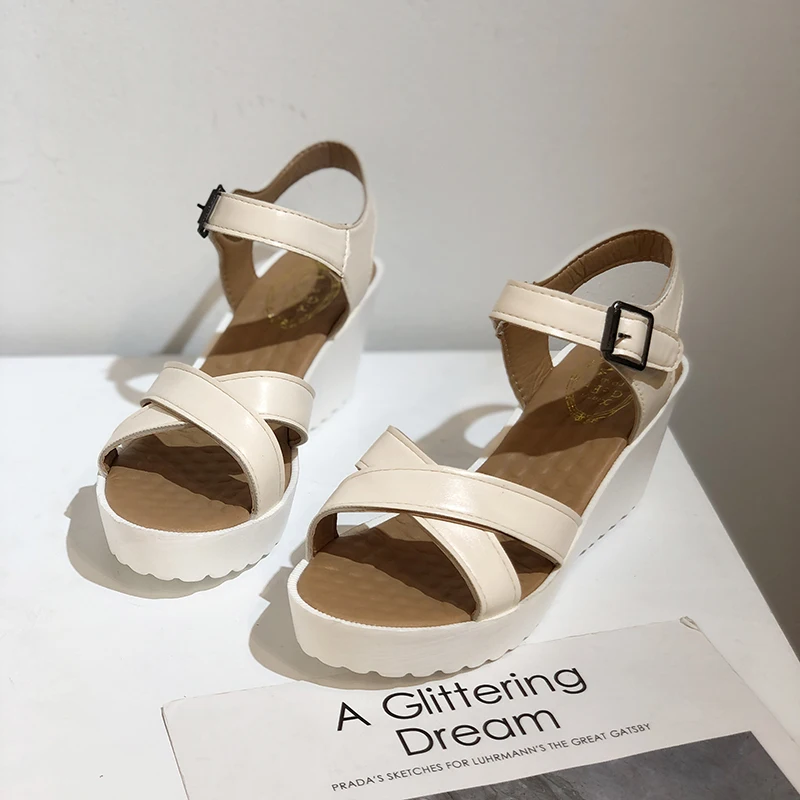 

Summer Women's Sandals New Platform Ladies Cross Wedge Sandals Women's Shoes Platform Sandals Plus Size Women Shoes 44 45 46
