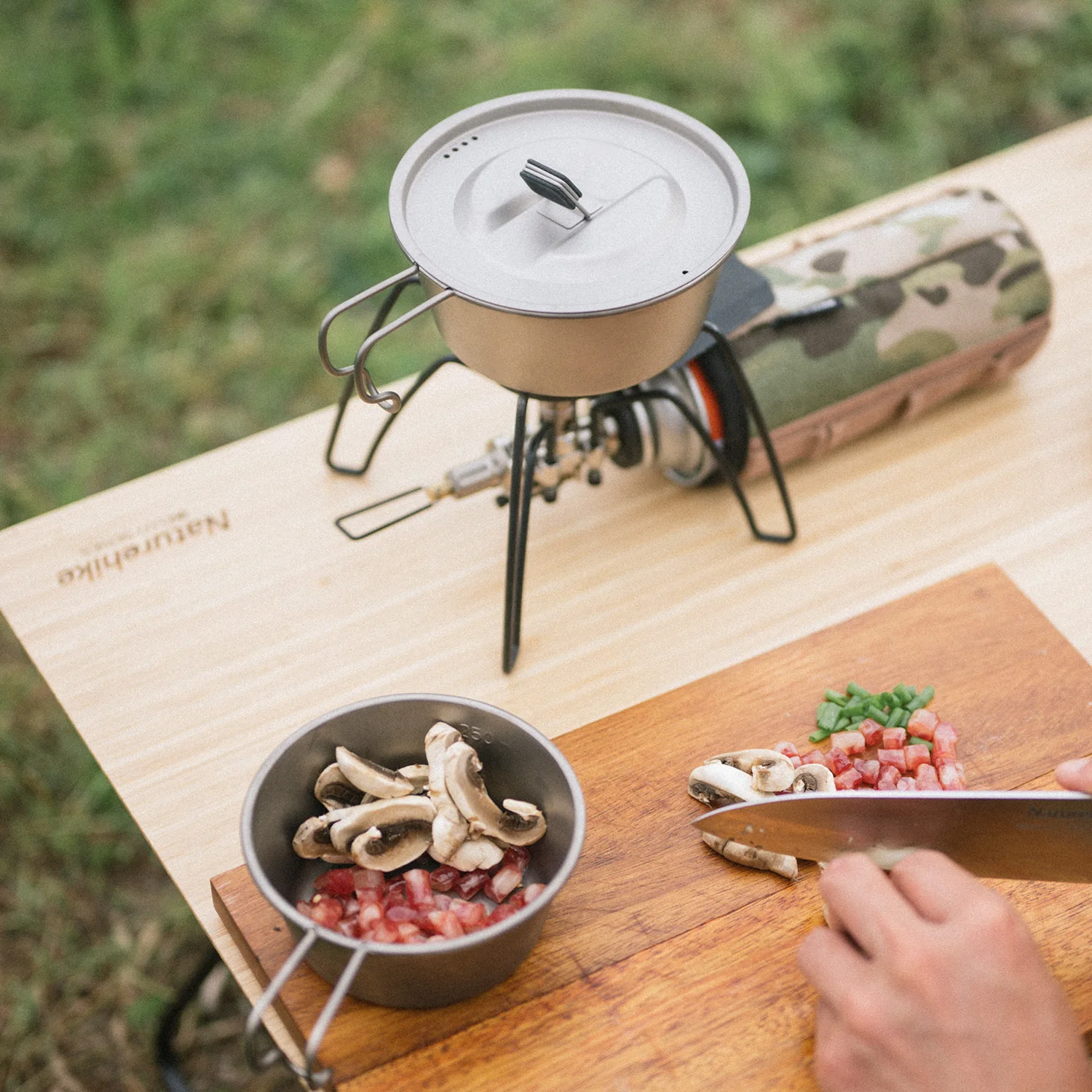 Naturehike Сверхлегкая титановая сковорода с крышкой Портативная посуда для кемпинга