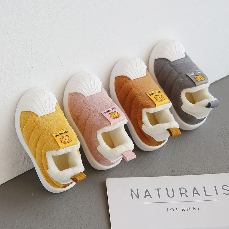 

Children New Winter Snow Boots Cow Suede Upper Safe Protector Toddler Boys Girls Thick Plush Shoes Prewalkers For Cold Weather