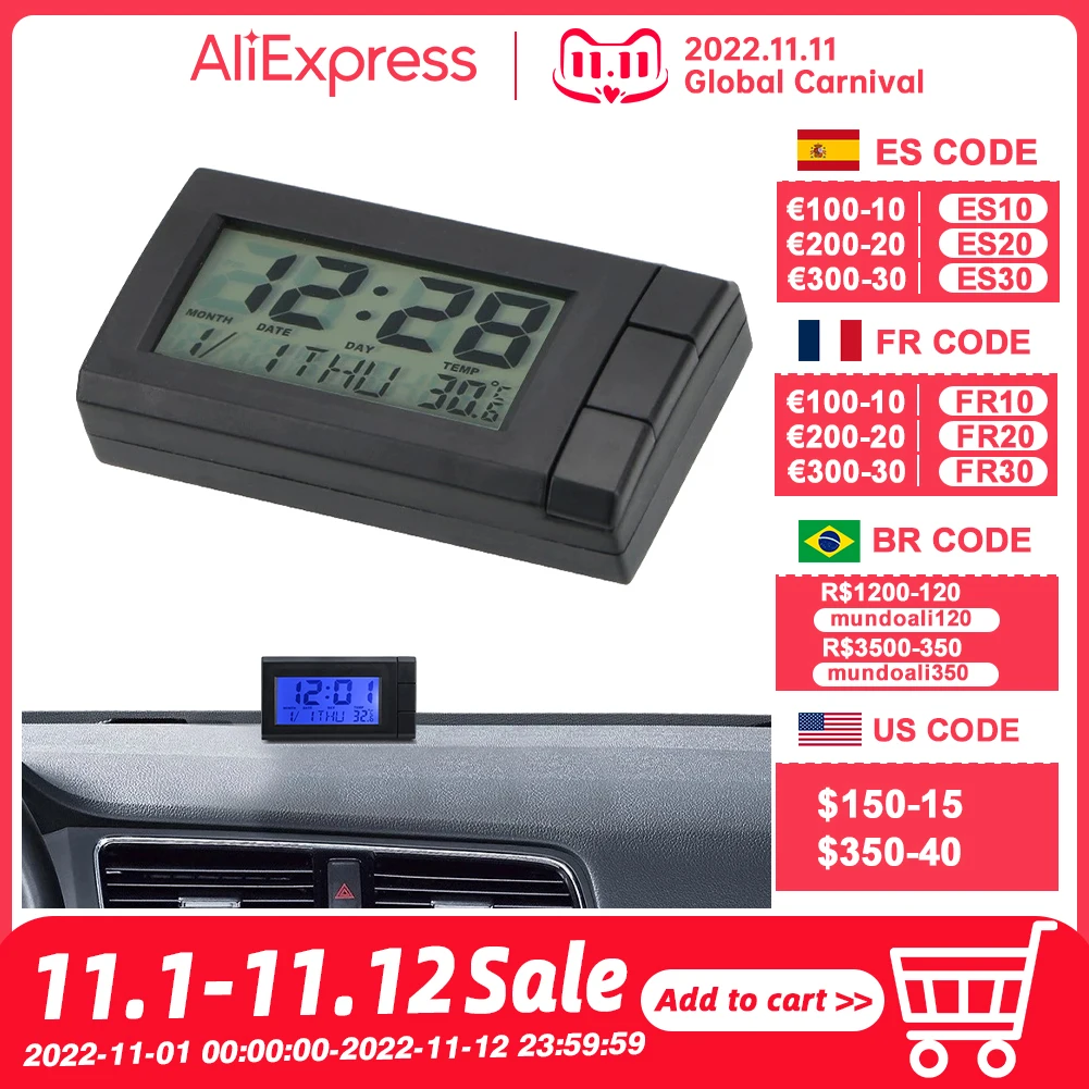 

Car Thermometer LCD Digital Alarm Clock Display Auto Vehicles Temperature Car Electronics Car Clock Dashboard Car Interior