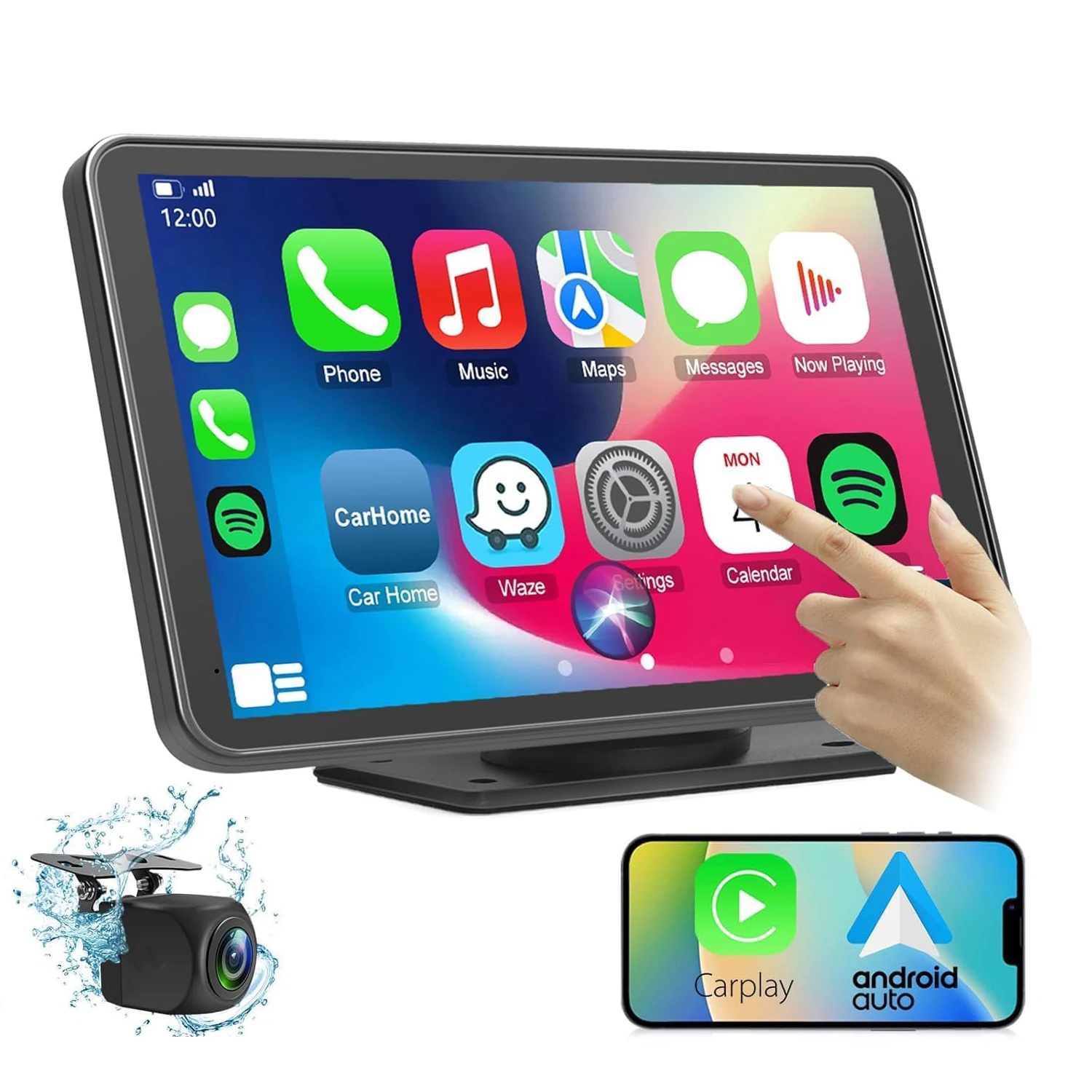 Портативная Автомобильная стерео Беспроводная Carplay Android Авто 7-дюймовый