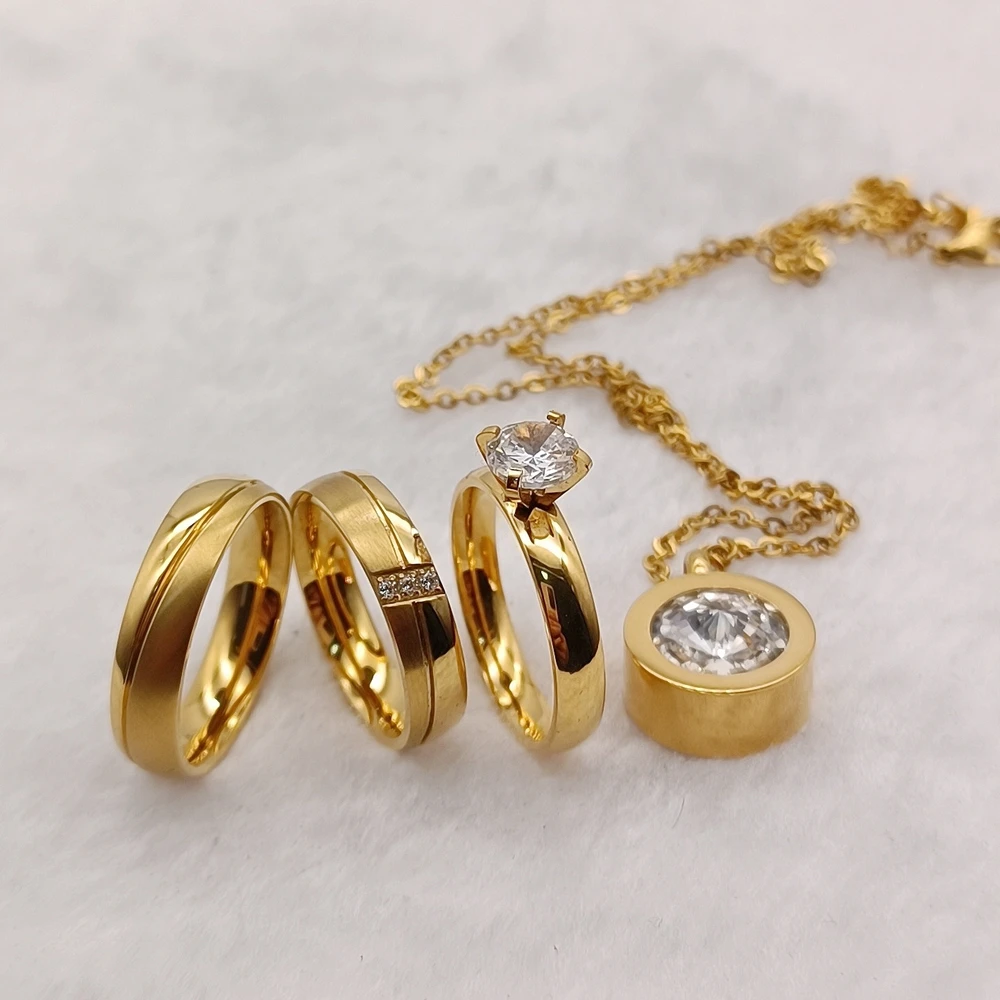 Любители мечты Модельер Кольца Ювелирные наборы Cz Diamond 24K Позолоченные свадебные