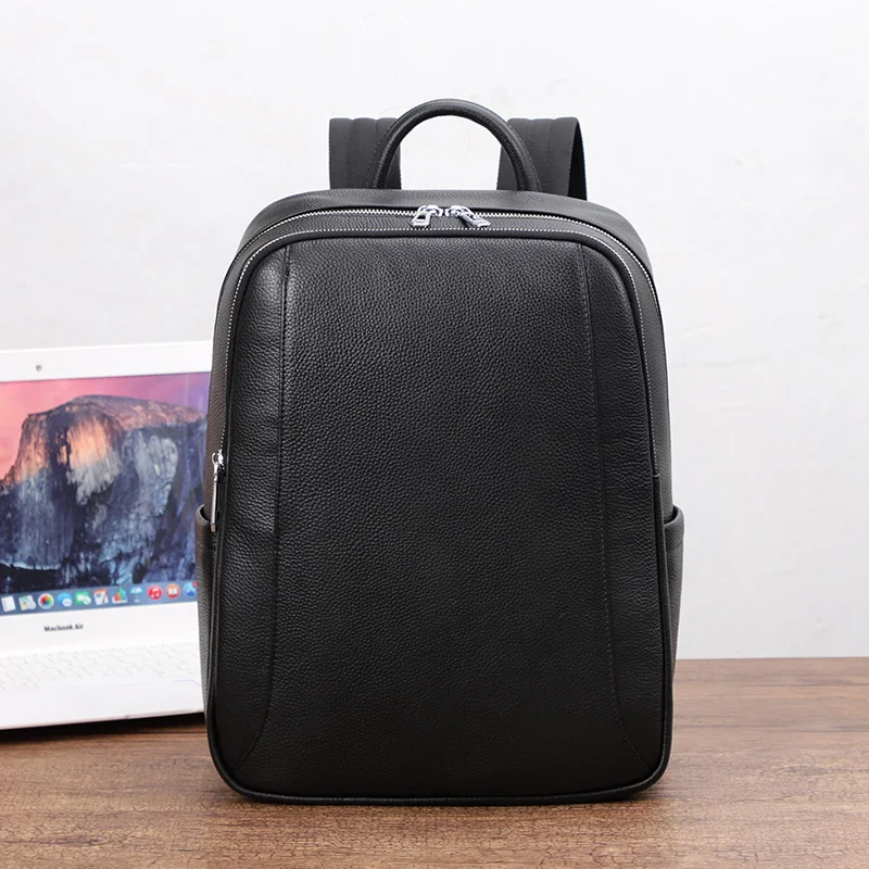 

Рюкзак мужской из натуральной кожи, брендовый Водонепроницаемый школьный ранец для ноутбука 15 дюймов, деловая дорожная вместительная сумк...