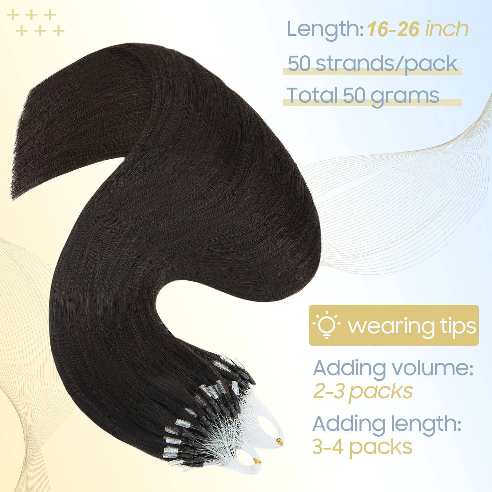 Angelove Straight Remy Hair Loop Micro Ring Extensions 50 г/упак. Бразильские натуральные волосы для женщин
