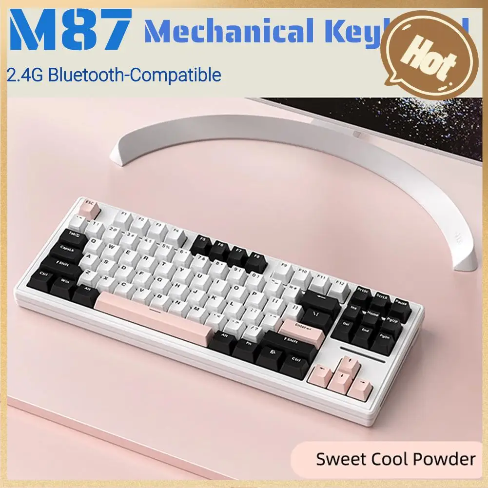 

Игровая клавиатура M87, беспроводная 2,4G Bluetooth-совместимая Персонализированная клавиатура, многофункциональная беспроводная клавиатура с ручками, 4600 мАч, 87 клавиш