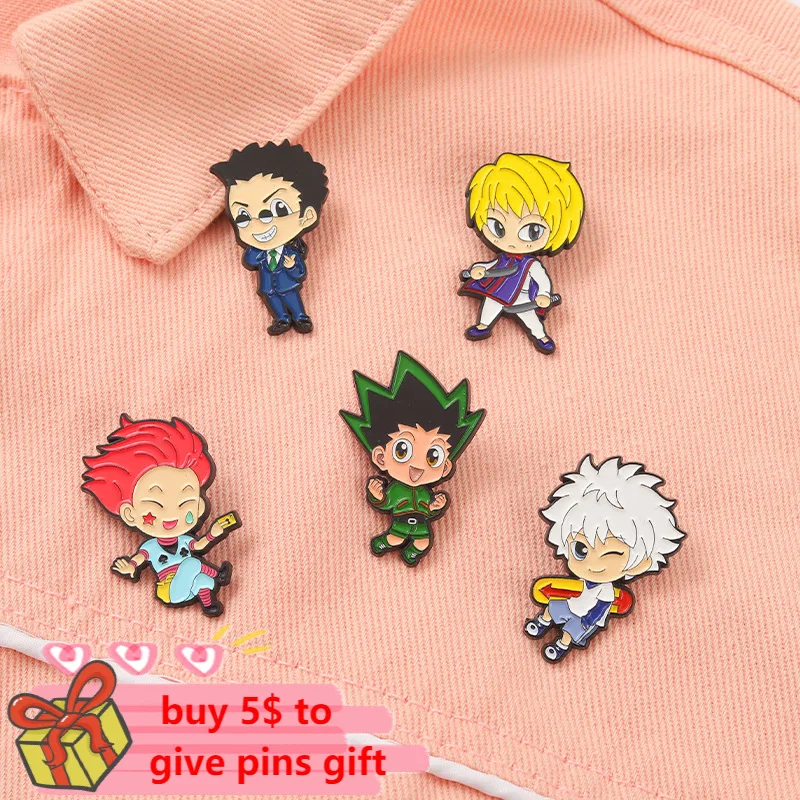 Классический мультяшный эмалированный штифт на заказ HUNTERxHUNTER Gon Killua Kurapika Leorio Hisoka