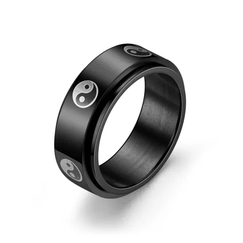 Кольцо для мужчин и женщин, антистрессовое ювелирное изделие из нержавеющей стали, в стиле панк, с декором луна, поворот, Подарочная бижутерия