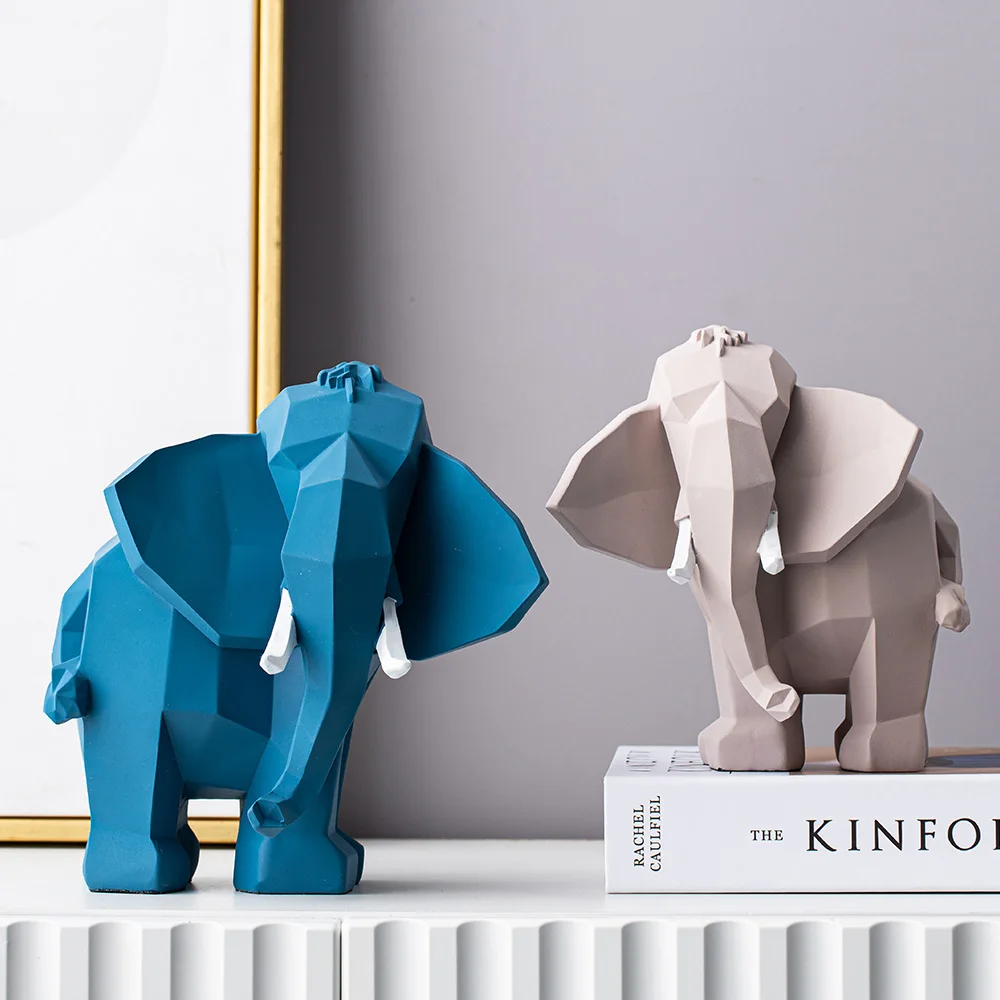 

Creative Geometric Elephant Sculpture Resin Statue Modern Home Decoration Living Room Decoration Elephant Decor Desk Accessories