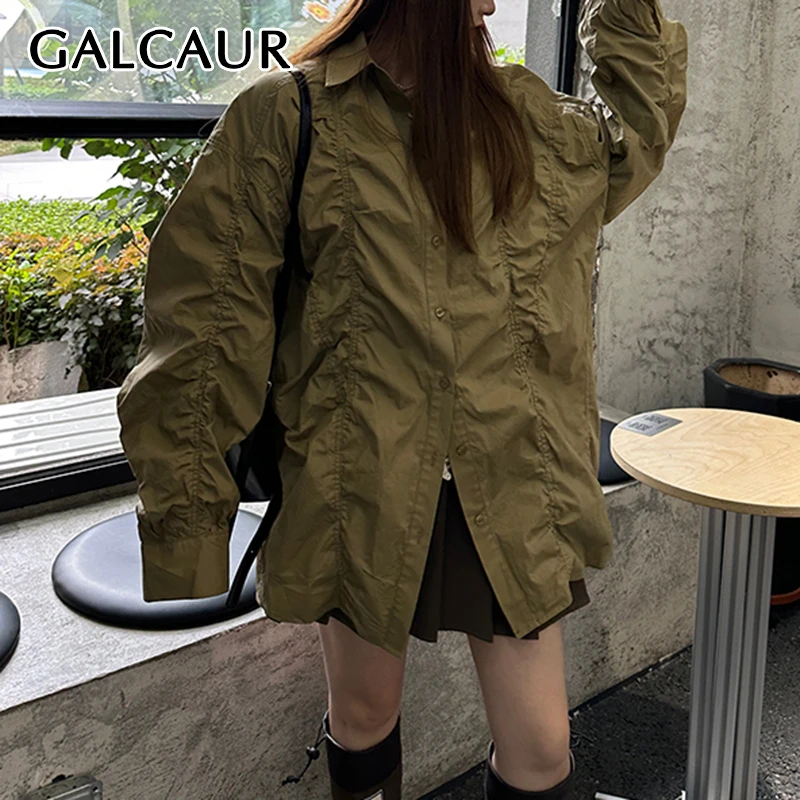 GALCAUR уличная модная блузка женская с лацканами на шнурке дизайнерская