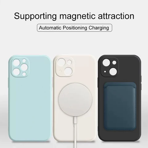 For Magsafe Liquid Silicone Case For iPhone 14 11 13 12 Pro Max Mini XR X XS 8 Plus SE Wireless Charging Magnetic Protector Case