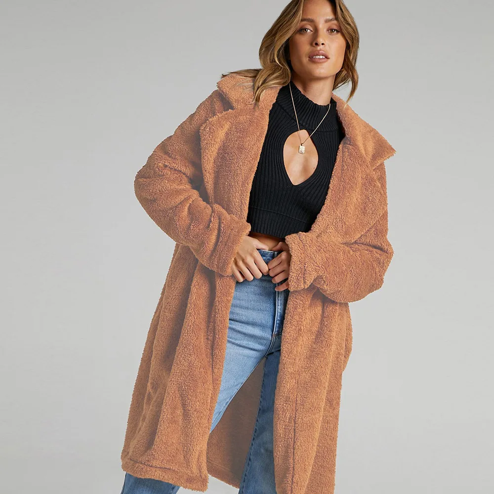 Women's Leather Fur Coat Fall Winter Fashion Plush Large Size Plush Coat Women's Imitation Fur Imitation Lamb Wool Faux Fur Coat