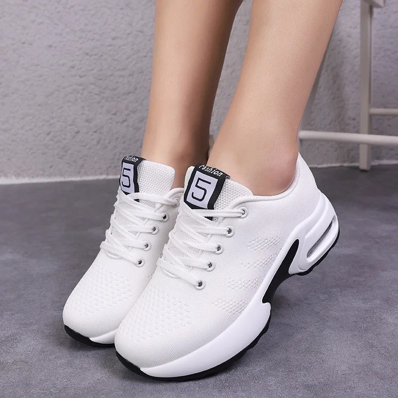 Trend Women's Chunky Sport Shoes Comfortable Air Chshion Anti-Skid Outdoor Walking Sneaker Cotton Lace Up Gym Training Footwear