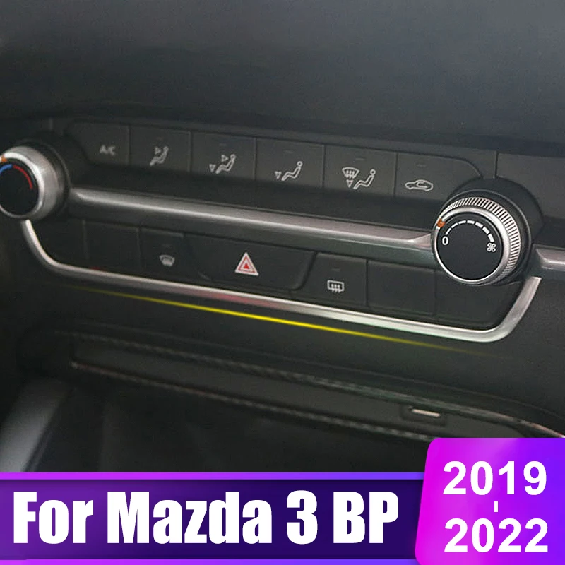 Купи For Mazda 3 BP 2019 2020 2021 2022 Alexa Stainless Steel Car Central Control Control Button Trim Bright Strips Cover Accessories за 223 рублей в магазине AliExpress