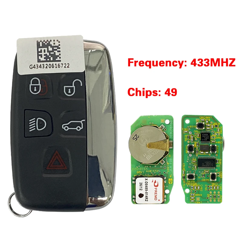 Фото CN004009 OEM для смарт-карты Range Rover, 5 кнопок, 434 МГц, гладкая поверхность, 49 чипов без ключа, Go №2