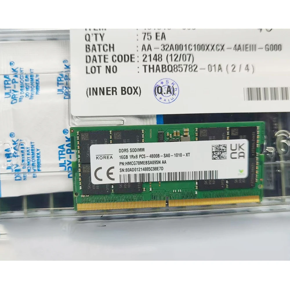 1 шт. для SK Hynix RAM HMCG78MEBSA095N 16G DDR5 4800 1RX8 PC5-4800B 16 ГБ памяти ноутбука