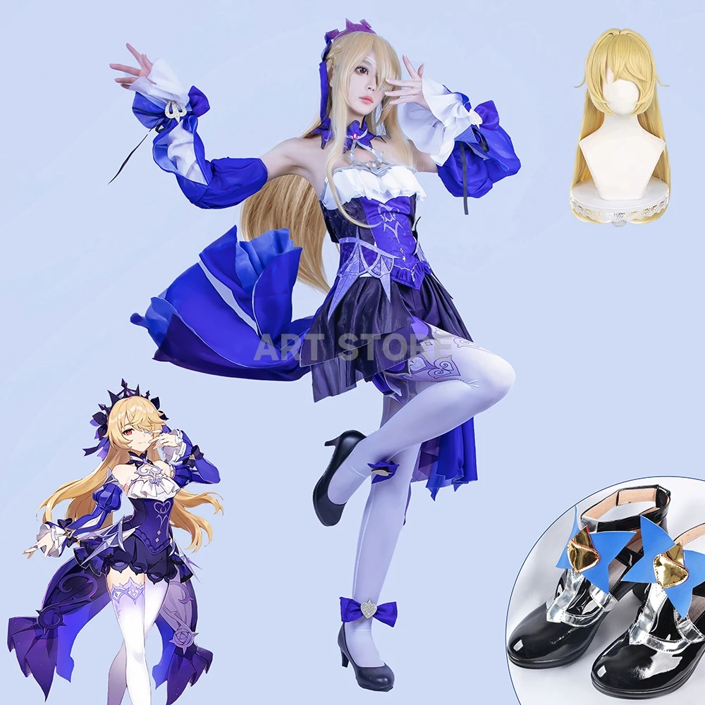 

Fischl Cosplay Game Genshin Impact Immernachtstraum Costume New Skin Ein Fischl Cosplay Maid Dress Shoes Wig Halloween Costume