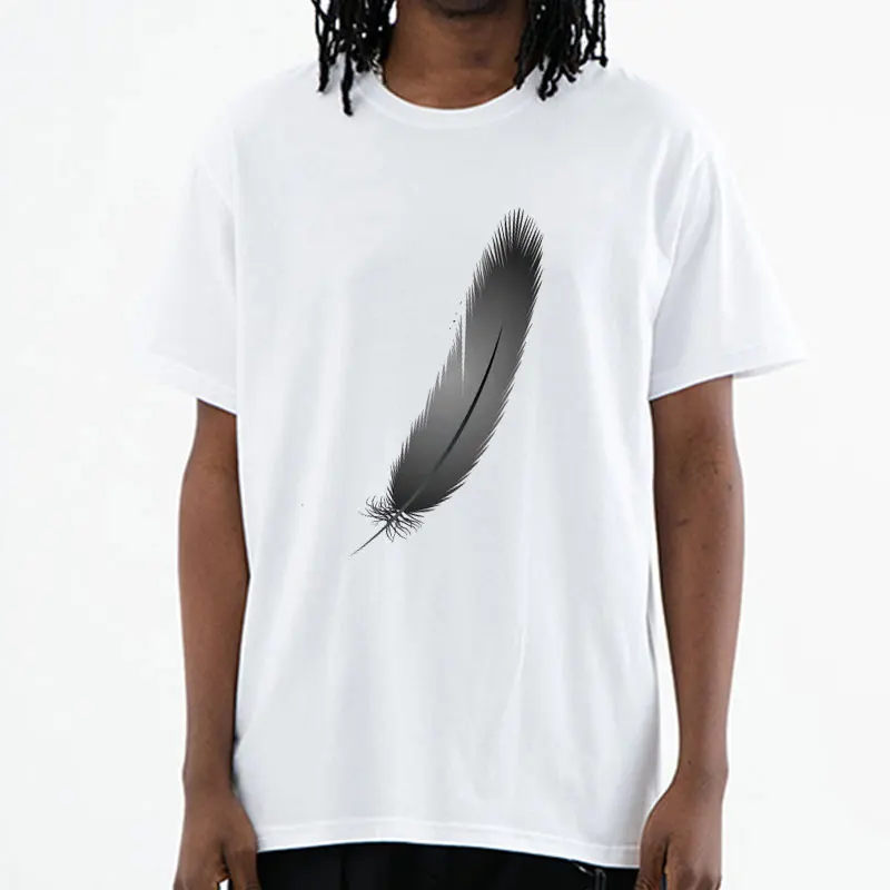 

Fun Feather Retro T-Shirt Funny Funny 100% Cotton Men Short Sleeves T Shirts Causal Vintage Tops Tees