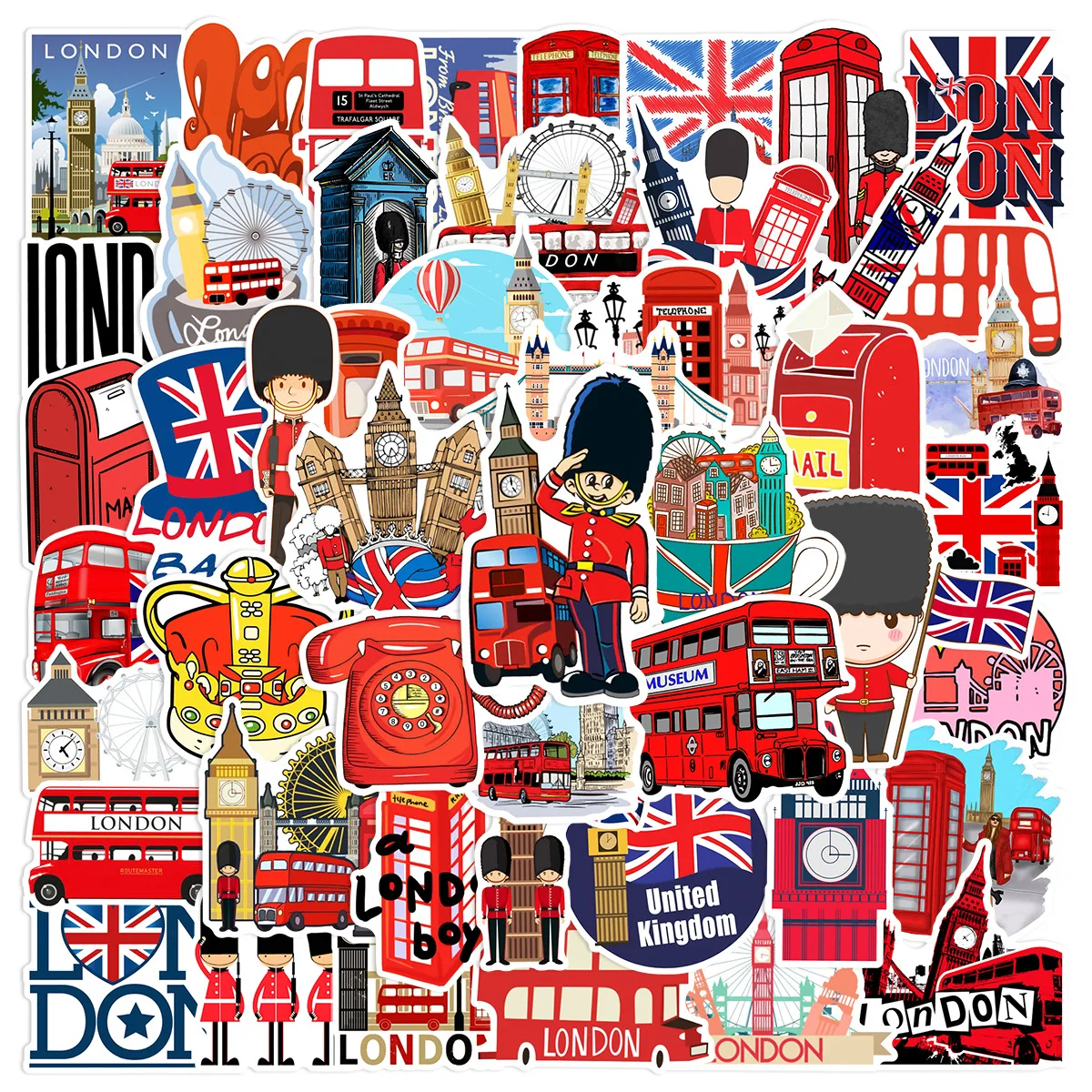 

10/30/50Pcs Cute British Style Cartoon Stickers Classic for Phone Luggage Notebook Diary Laptop DIY Graffiti Sticker Kids Toys