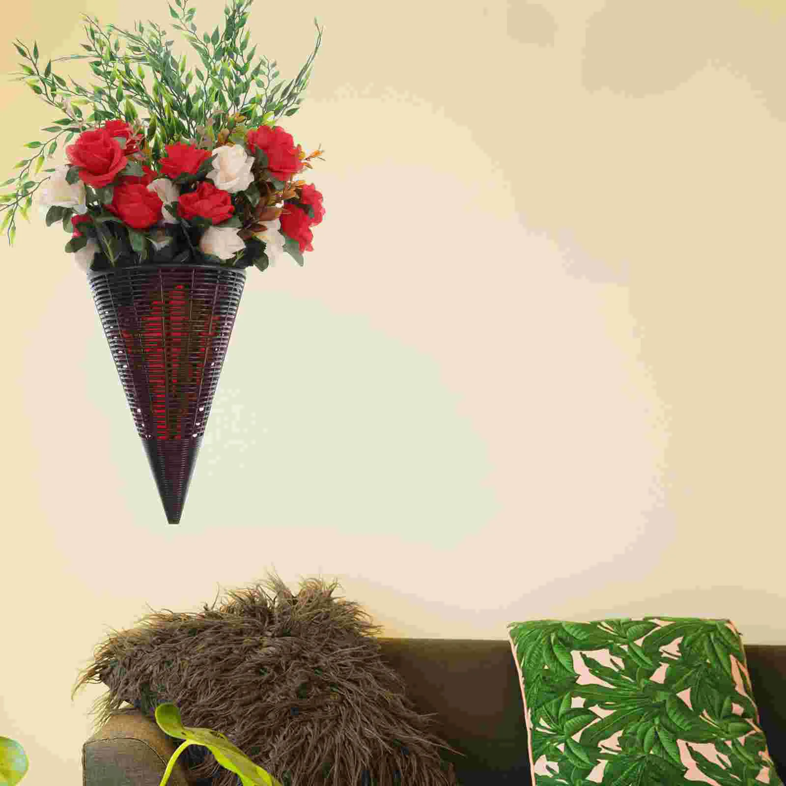 

Hanging Basket Simulation Rose Vine Strip Living Room Silk Flower Wall Decoration Artificial Flowers Outdoors Realistic Home