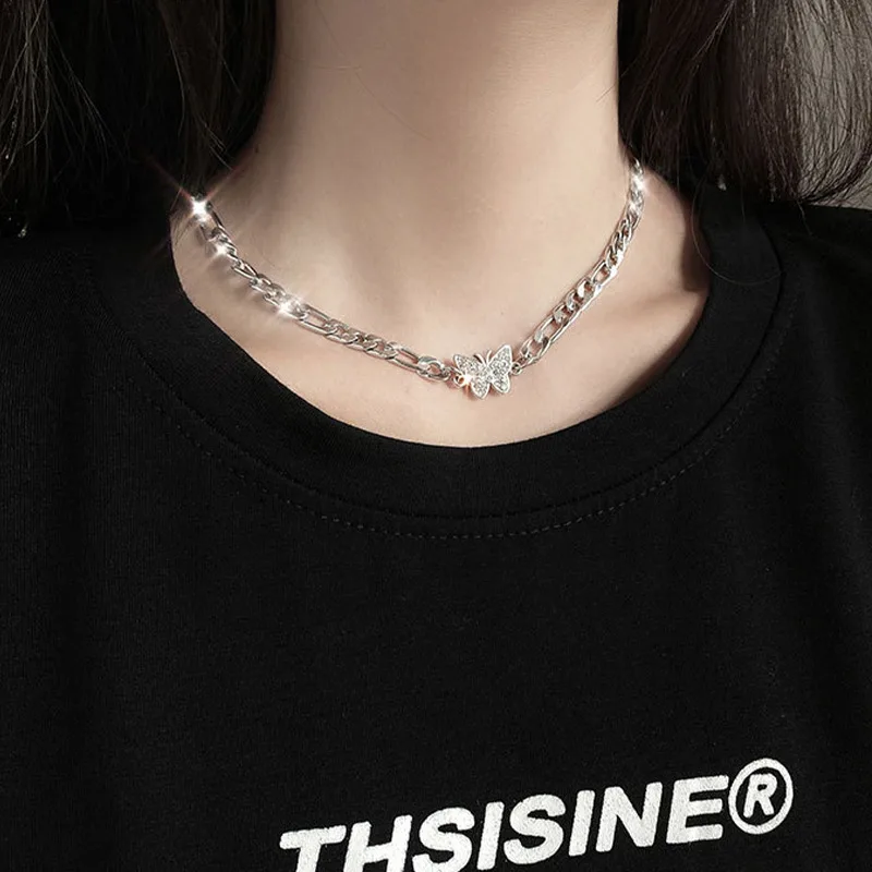 

Zircon Butterfly Pendant Choker Light Luxury Aesthetic Niche Clavicle Silver-plated Necklace Fashion Jewelry For Women Gifts