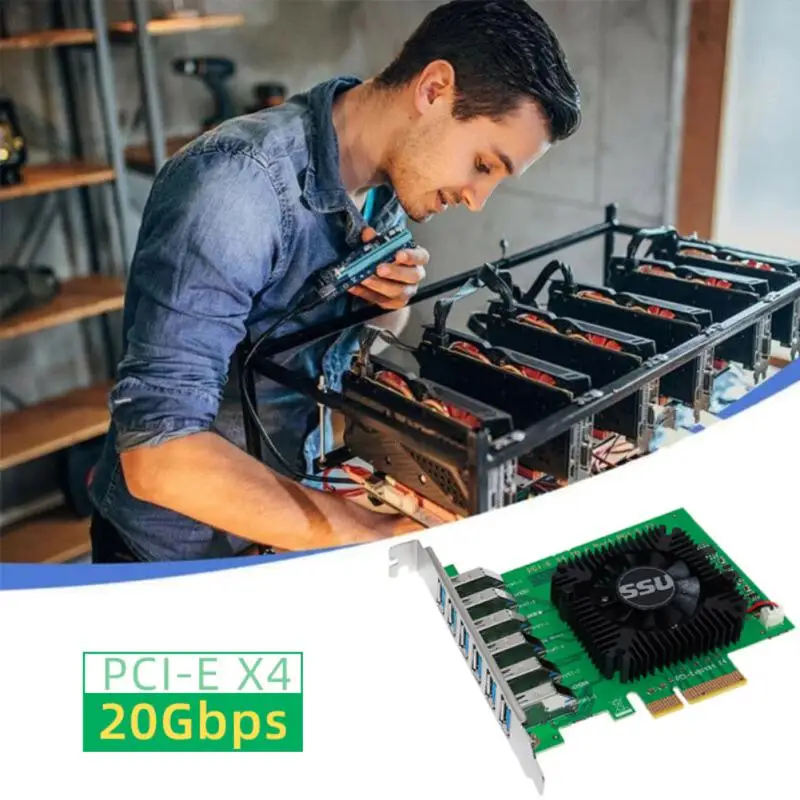 

Pci-e слот 4x To 16x Usb3.0 Pci-e слот 4x To 16x Usb3.0 Райзер-удлинитель Pcie 1 To 6 Pci Express множитель для майнера BTC