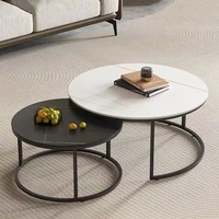simple and modern living room family light luxury round tea table combination table