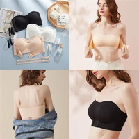 summer sexy women strapless front buckle lift bra seamless invisible push up tube top non slip backless thin bralette 2022 new