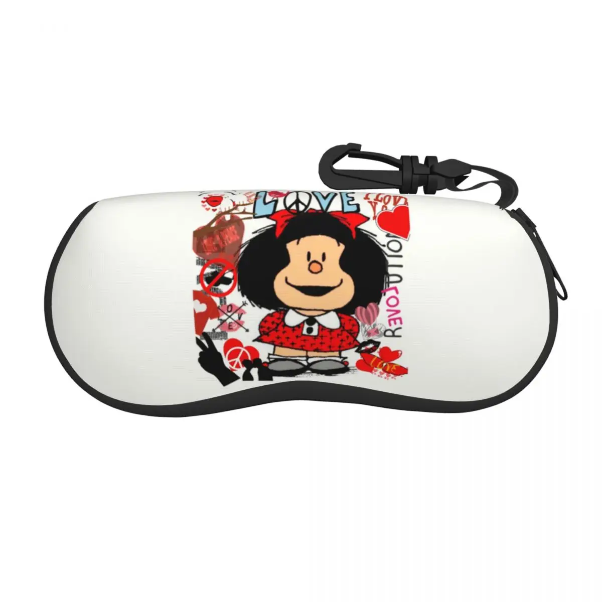 

Love And Mafalda Surrounded By Hearts Eyeglass Glasses Case Women Men Soft Fashion Manga Cartoon Sunglasses Protective Pouch