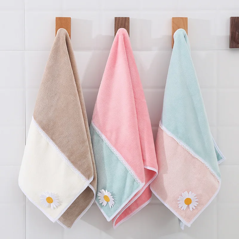 

Men's And women's Home Daily Use Face Towel Stitching Embroidery Small Daisy Soft Gift Microfiber Face Towels Microfiber towel