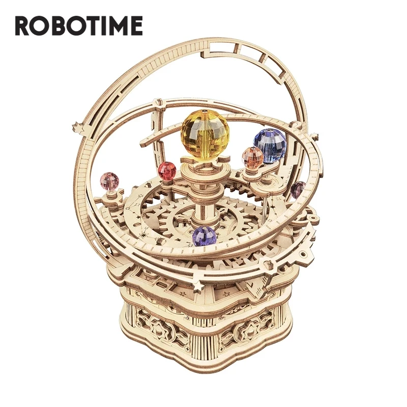 Robotime Rokr 84 шт. вращающийся DIY 3D Звездная ночь деревянная модель Строительный набор блок сборка Музыкальная Коробка игрушка подарок для детей и взрослых