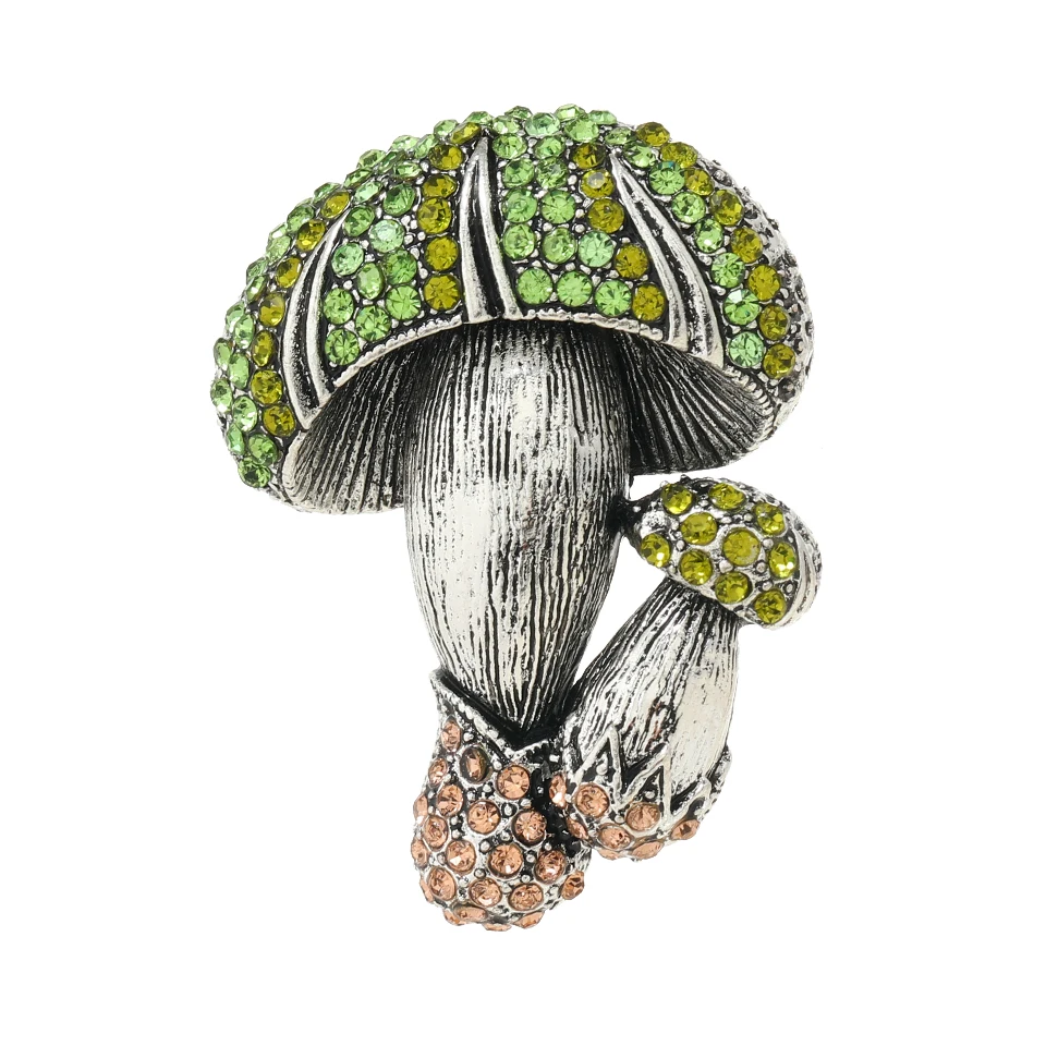 

Muylinda Vintage Rhinestone Mushroom Brooches for Women Unisex Crystal Vegetables Plant Brooch Pin Gift Dress Coat Cute Jewelry