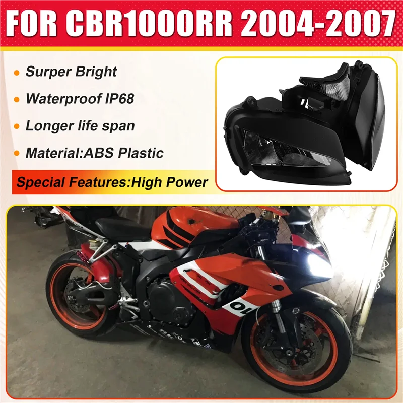 Фото Для Honda CBR1000RR 2004-2007 CBR 1000RR мотоцикла передняя фара головного света лампа в сборе-AD39 №3