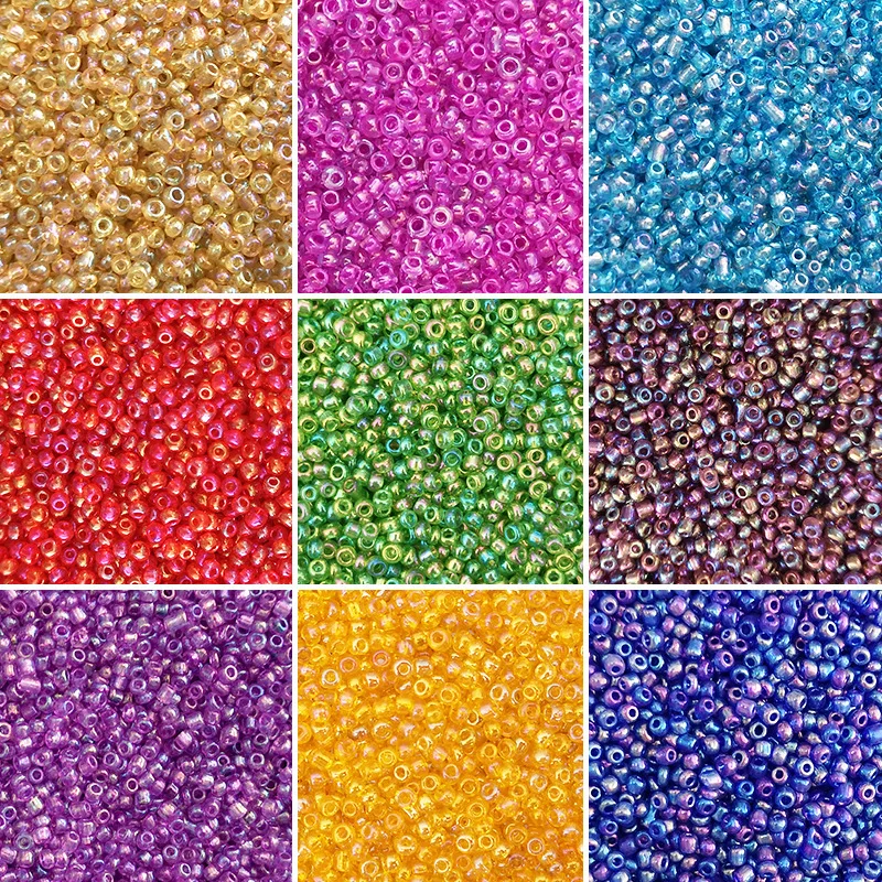 

2mm glass rice beads AB magic color transparent DIY Beaded small rice beads DIY Beaded tassel beaded embroidery accessories
