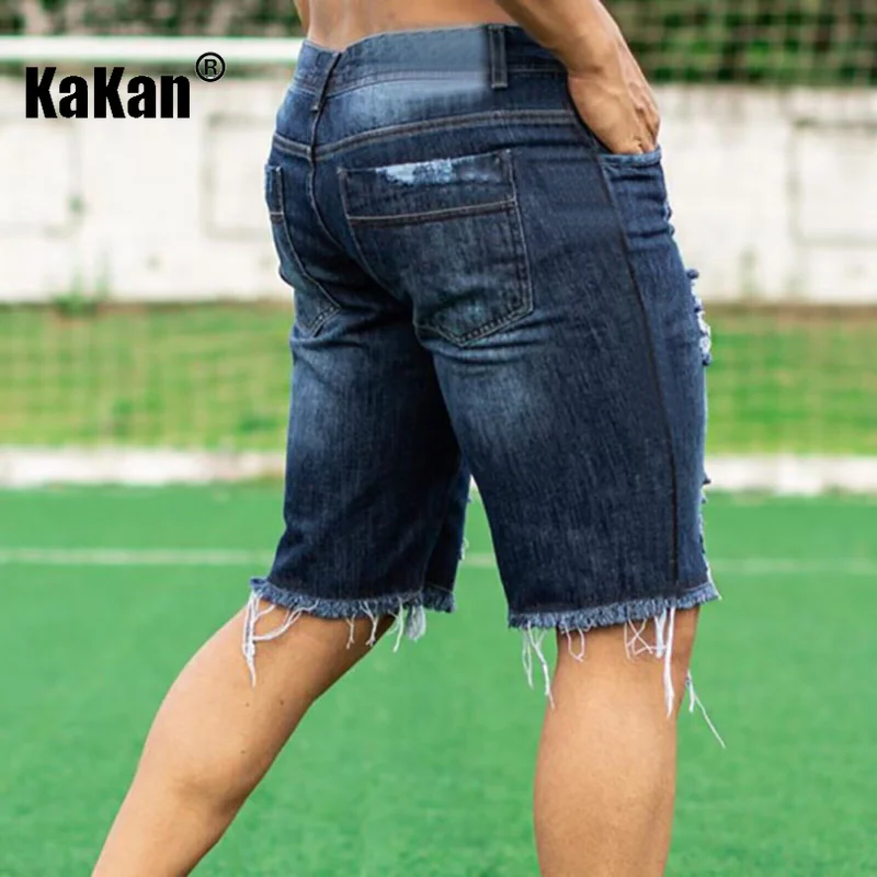 Kakan - European and American New Slim Fit Fashion Jeans Men's Wear, Brushed Blue Shorts Summer Jeans K01-3229