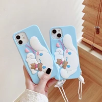 sanrio cinnamoroll 3d creative with strap lanyard phone case for iphone 11 12 13 pro max x xs xr 7 8 plus se shockproof cover